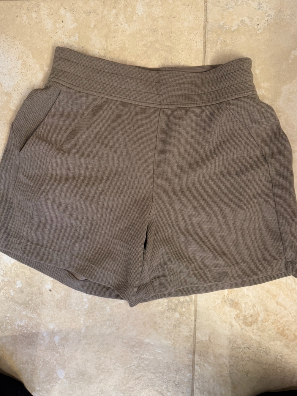 High-Waist Textured Taupe Women's Shorts